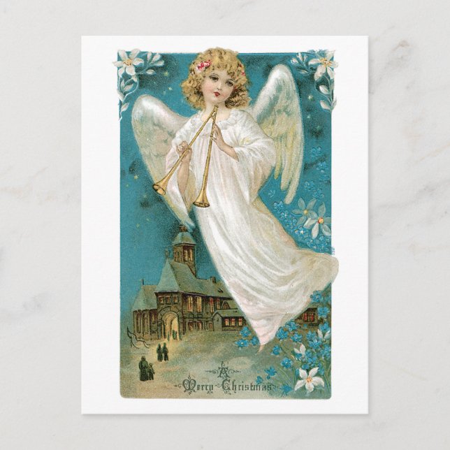 Vintage Christmas Angel Image Holiday Postcard (Front)