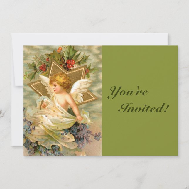 Vintage Christmas Angel Invitation (Front)