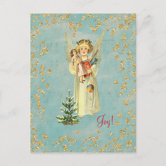 Vintage Christmas Angel Joy! Holiday Postcard (Front)