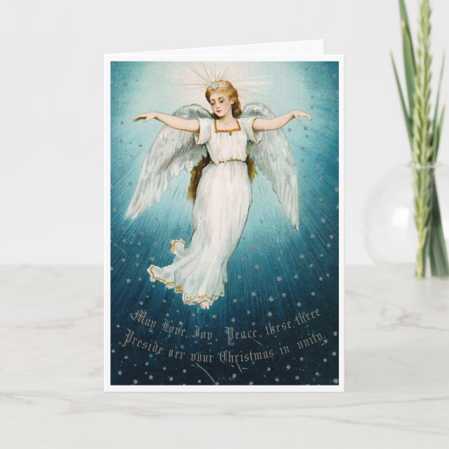 Vintage - Christmas Angel - Love, Joy, Peace, Holiday Card (Front)