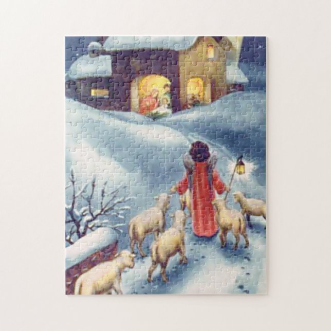 Vintage Christmas Angel Shepherd Nativity Jigsaw Puzzle (Vertical)