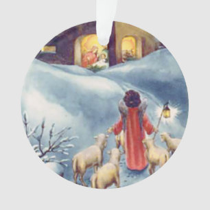 Vintage Christmas Angel Shepherd Nativity Ornament