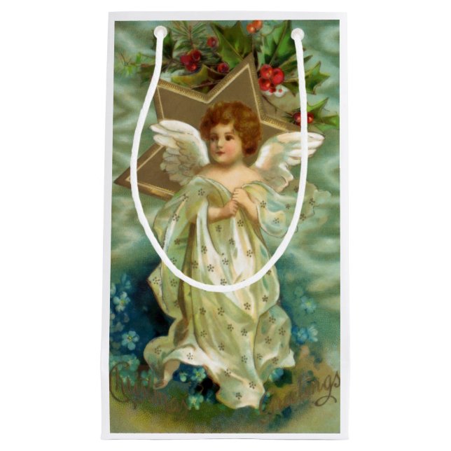 Vintage Christmas Angel Small Gift Bag (Front)