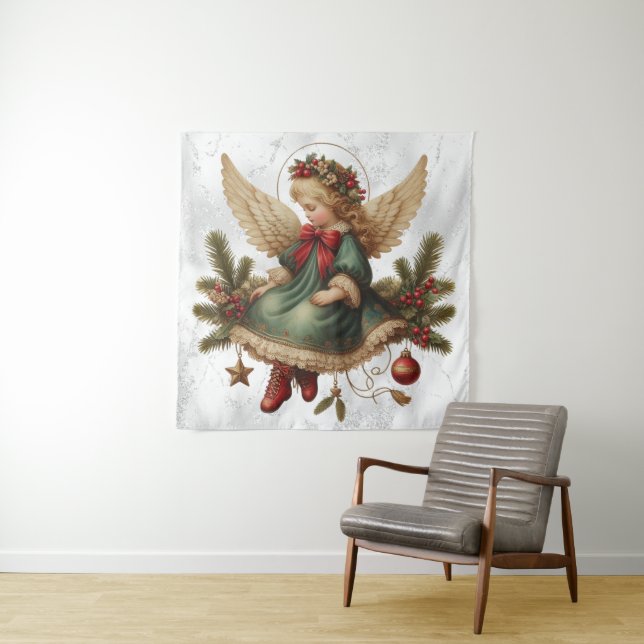 Vintage Christmas Angel Tapestry (In Situ)