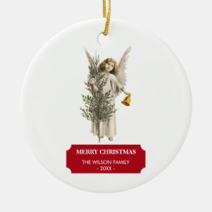 Vintage Christmas Angel & Tree Holiday  Ceramic Tree Decoration