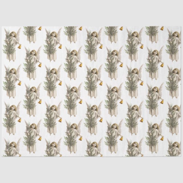 Vintage Christmas Angel & Tree Holiday  Tissue Paper (Front)