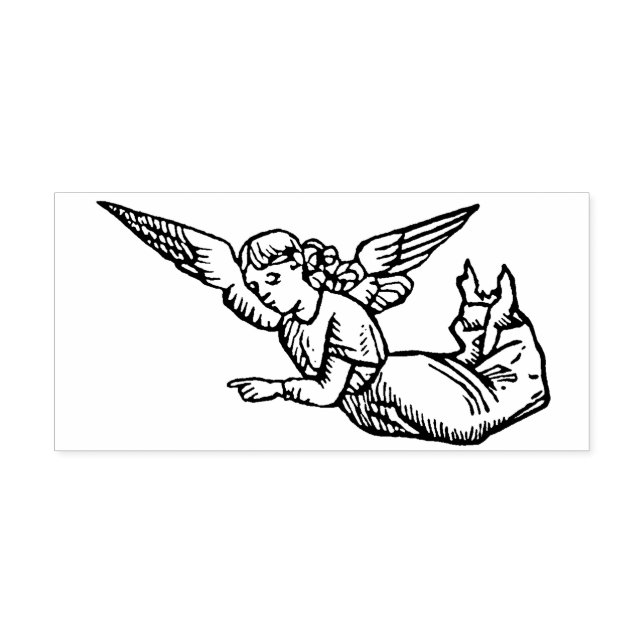 Vintage Christmas Angel Woodcut Rubber Stamp (Imprint)