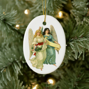 Vintage Christmas, Angelic Victorian Angels Ceramic Tree Decoration