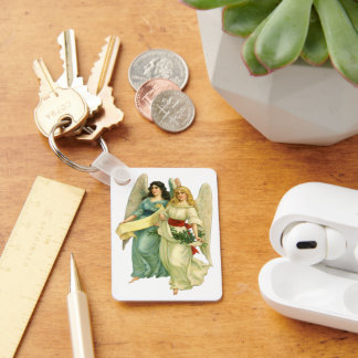 Vintage Christmas, Angelic Victorian Angels Key Ring