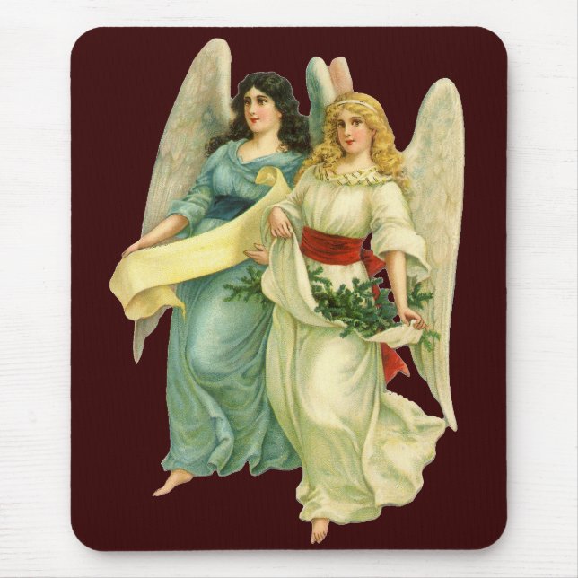Vintage Christmas, Angelic Victorian Angels Mouse Mat (Front)