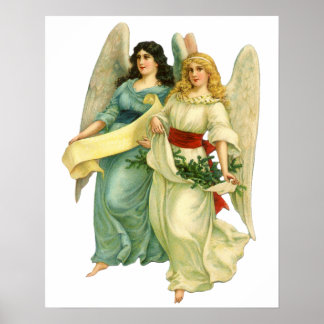 Vintage Christmas, Angelic Victorian Angels Poster