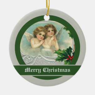 Vintage Christmas angels and holy berry ornaments