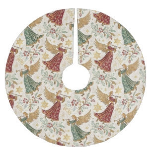 Vintage Christmas Angels Brushed Polyester Tree Skirt