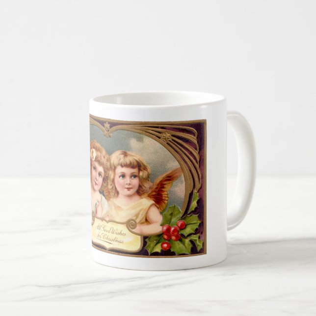 Vintage Christmas Angels Coffee Mug (Front Right)