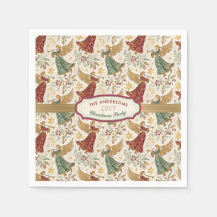 Vintage Christmas Angels Custom Disposable Paper Napkin