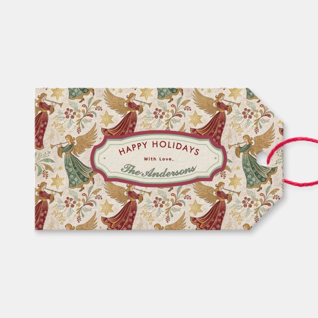 Vintage Christmas Angels Custom  Gift Tags (Front (Horizontal))