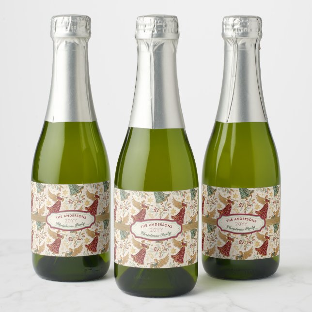 Vintage Christmas Angels Custom  Sparkling Wine Label (Bottles)