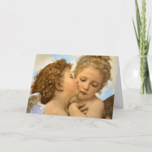Vintage Christmas Angels, First Kiss by Bouguereau Holiday Card