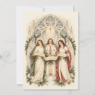 Vintage Christmas Angels Gloria in Excelsis Deo Holiday Card