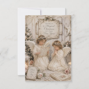 vintage christmas angels greeting card 