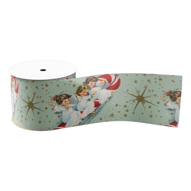 Vintage Christmas Angels Grosgrain Ribbon (Spool)