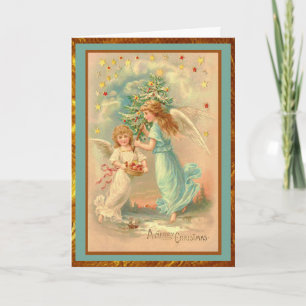 Vintage Christmas Angels Holiday Card