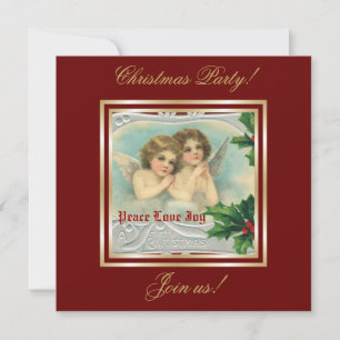 Vintage Christmas angels & holy berry invitation