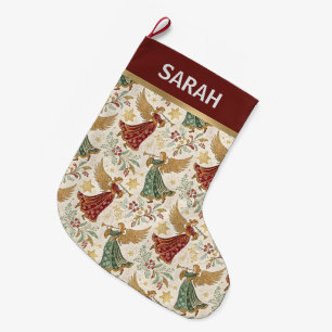 Vintage Christmas Angels Large Christmas Stocking