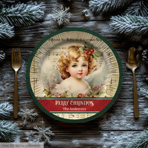 Vintage Christmas Angels Mug Retro Holiday Keepsak Paper Plate