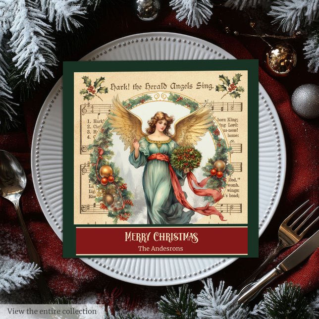 Vintage Christmas Angels Napkins Monogram Tablewar (Vintage Christmas Angels Napkins Monogram Tableware)