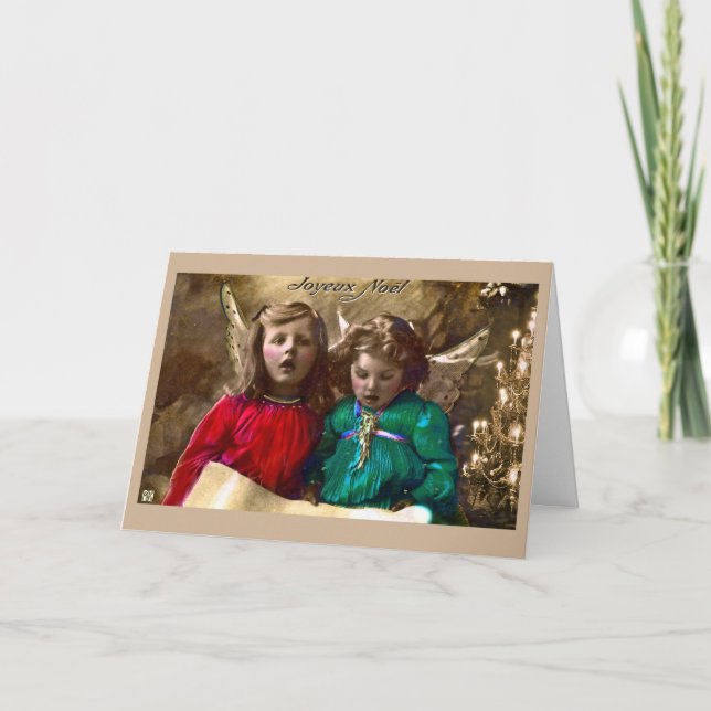 Vintage Christmas Angels Singing Greeting Card (Front)