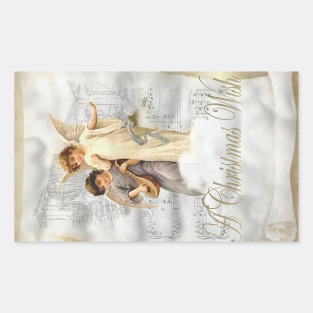 Vintage Christmas Angels Sticker (Front)