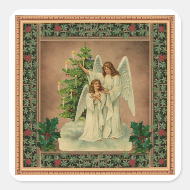 VINTAGE CHRISTMAS ANGELS STICKERS  (Front)