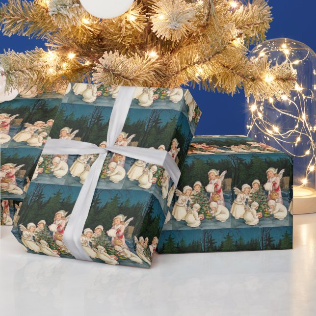 Vintage Christmas Angels tiled Wrapping Paper (Holidays)