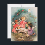 Vintage Christmas Angels Watching Over Baby Jesus Holiday Card<br><div class="desc">Vintage Christmas Angels Watching Over Baby Jesus.</div>