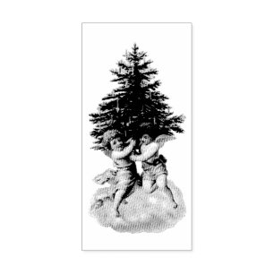 VINTAGE "CHRISTMAS ANGELS" WOOD ART STAMP