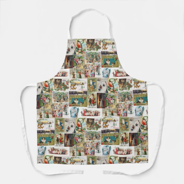 Vintage Christmas Antique Collage  Apron (Front)