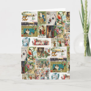 Vintage Christmas Antique Collage Xmas Card