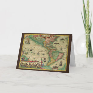 Vintage Christmas, Antique Old World Map Holiday Card