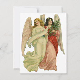 Vintage Christmas, Antique Victorian Angel Die Cut Holiday Card