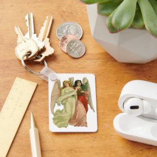 Vintage Christmas, Antique Victorian Angel Die Cut Key Ring