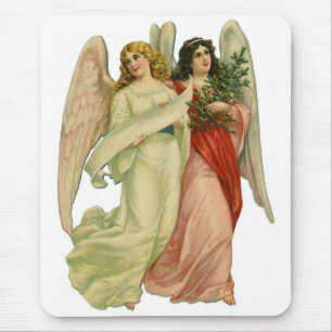 Vintage Christmas, Antique Victorian Angel Die Cut Mouse Mat