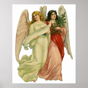 Vintage Christmas, Antique Victorian Angel Die Cut Poster