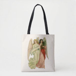 Vintage Christmas, Antique Victorian Angel Die Cut Tote Bag