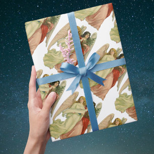 Vintage Christmas, Antique Victorian Angel Die Cut Wrapping Paper