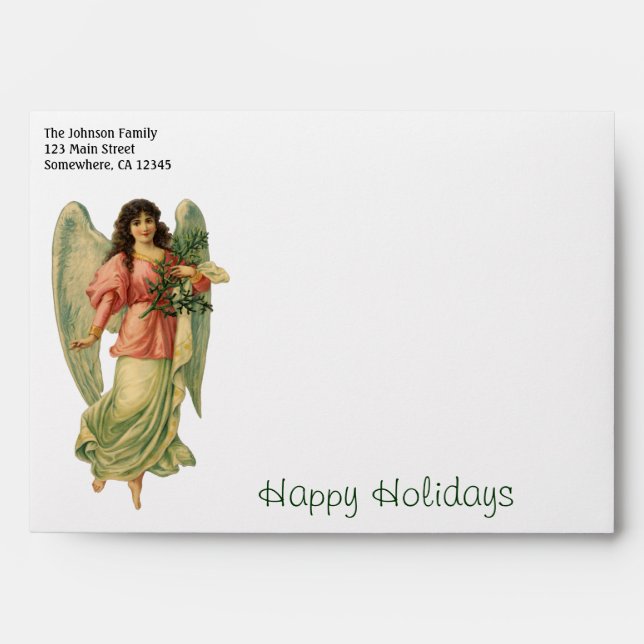 Vintage Christmas, Antique Victorian Angel Envelope (Front)