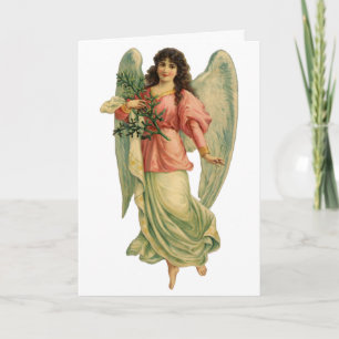 Vintage Christmas, Antique Victorian Angel Holiday Card