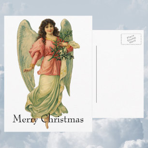 Vintage Christmas, Antique Victorian Angel Holiday Postcard