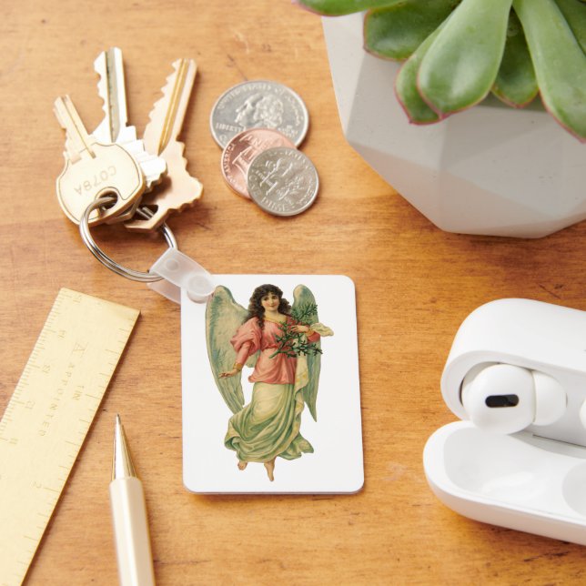 Vintage Christmas, Antique Victorian Angel Key Ring (Desk)