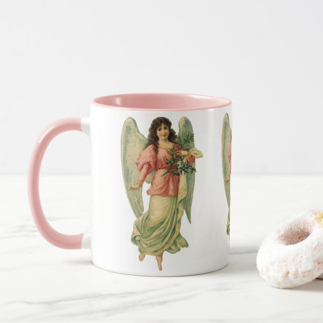 Vintage Christmas, Antique Victorian Angel Mug (With Donut)